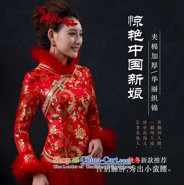 Yong-yeon and 2015 new bride bows service long red qipao gown cheongsam marriage of nostalgia for the autumn and winter long-sleeved red as the size of Qipao not returning the picture, prices, brand platters! The elections are supplied in the national character of distribution, so action, buy now enjoy more preferential! As soon as possible.