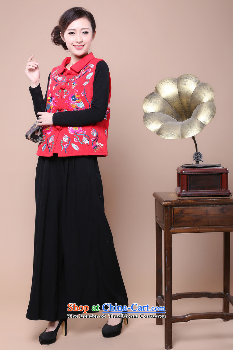 2015 Fall/Winter Collections Of Chinese national cotton jacquard embroidery on Wind Vest trousers Tang dynasty women's two-piece set load can sell the red T-shirt M picture, prices, brand platters! The elections are supplied in the national character of distribution, so action, buy now enjoy more preferential! As soon as possible.