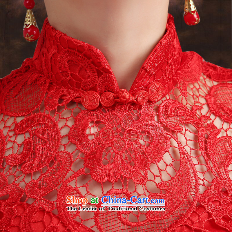 Beverly Ting bows to stylish marriages qipao 2015 new spring and summer long Lace Embroidery to Sau San crowsfoot wedding dresses female red XL, Beverly (tingbeier ting) , , , shopping on the Internet