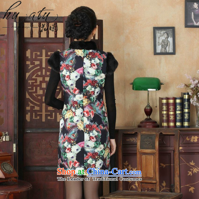 Floral winter clothing new Tang Dynasty Chinese cheongsam dress improved flexibility retro collar COTTON SHORT qipao winter 6 L, floral shopping on the Internet has been pressed.