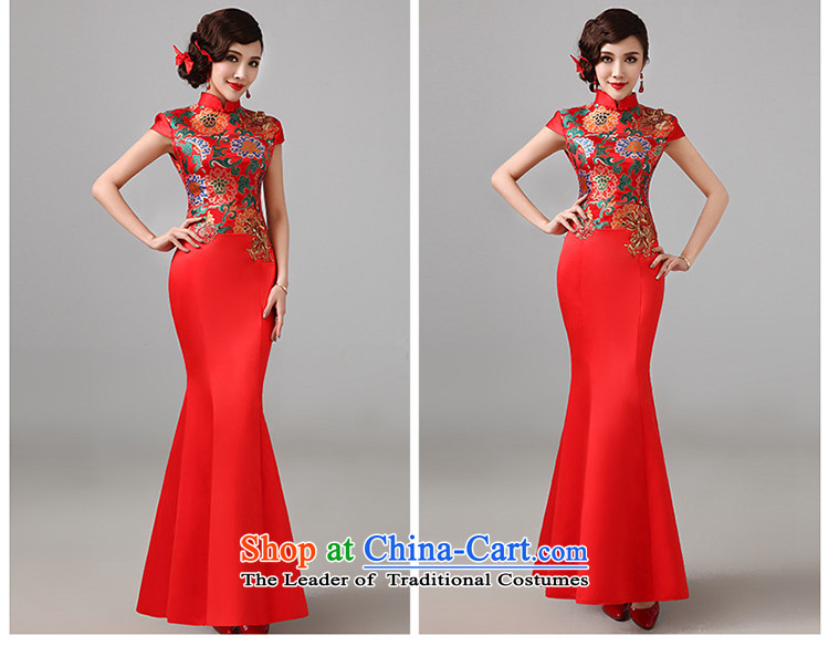 2015 new red short-sleeved qipao gown Chinese marriages bows service long retro improved qipao L picture, prices, brand platters! The elections are supplied in the national character of distribution, so action, buy now enjoy more preferential! As soon as possible.