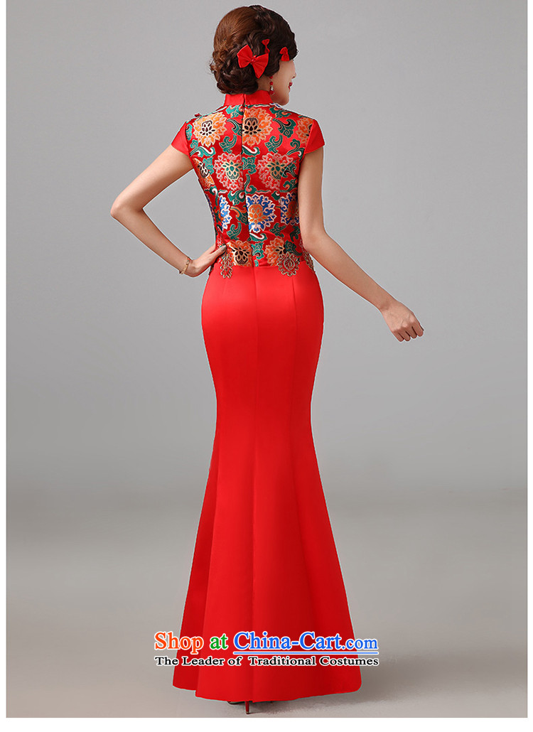 2015 new red short-sleeved qipao gown Chinese marriages bows service long retro improved qipao L picture, prices, brand platters! The elections are supplied in the national character of distribution, so action, buy now enjoy more preferential! As soon as possible.