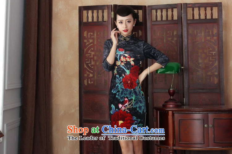 Floral collar Chinese qipao gown improved retro scouring pads in the autumn of Kim cuff with stylish Sau San cheongsam dress figure M picture, prices, brand platters! The elections are supplied in the national character of distribution, so action, buy now enjoy more preferential! As soon as possible.