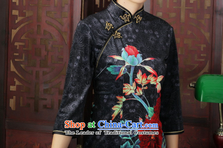 Floral collar Chinese qipao gown improved retro scouring pads in the autumn of Kim cuff with stylish Sau San cheongsam dress figure M picture, prices, brand platters! The elections are supplied in the national character of distribution, so action, buy now enjoy more preferential! As soon as possible.