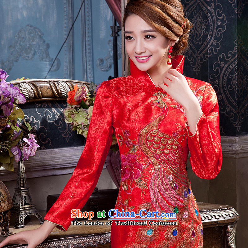 2015 new bride qipao folder cotton Tang Dynasty Chinese wedding dresses welcome the ribbon bows etiquette clothing , L, in accordance with RIM , , , lisa shopping on the Internet