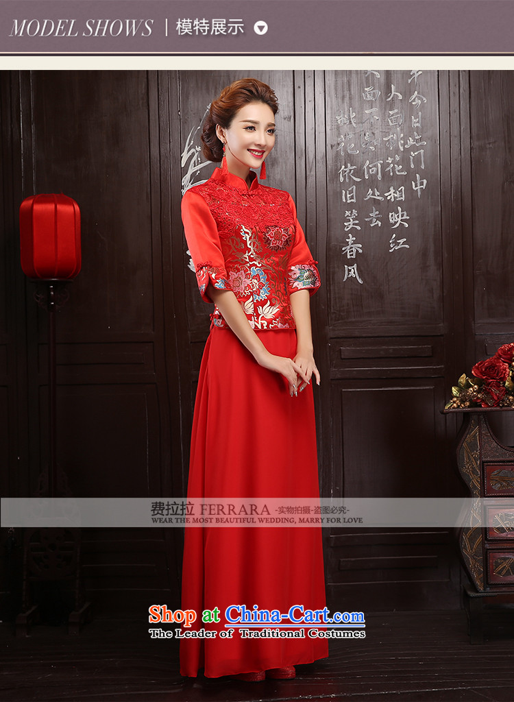 Ferrara red 2015 new bride bows qipao 7 cuff autumn and winter, water-soluble lace qipao S picture, prices, brand platters! The elections are supplied in the national character of distribution, so action, buy now enjoy more preferential! As soon as possible.
