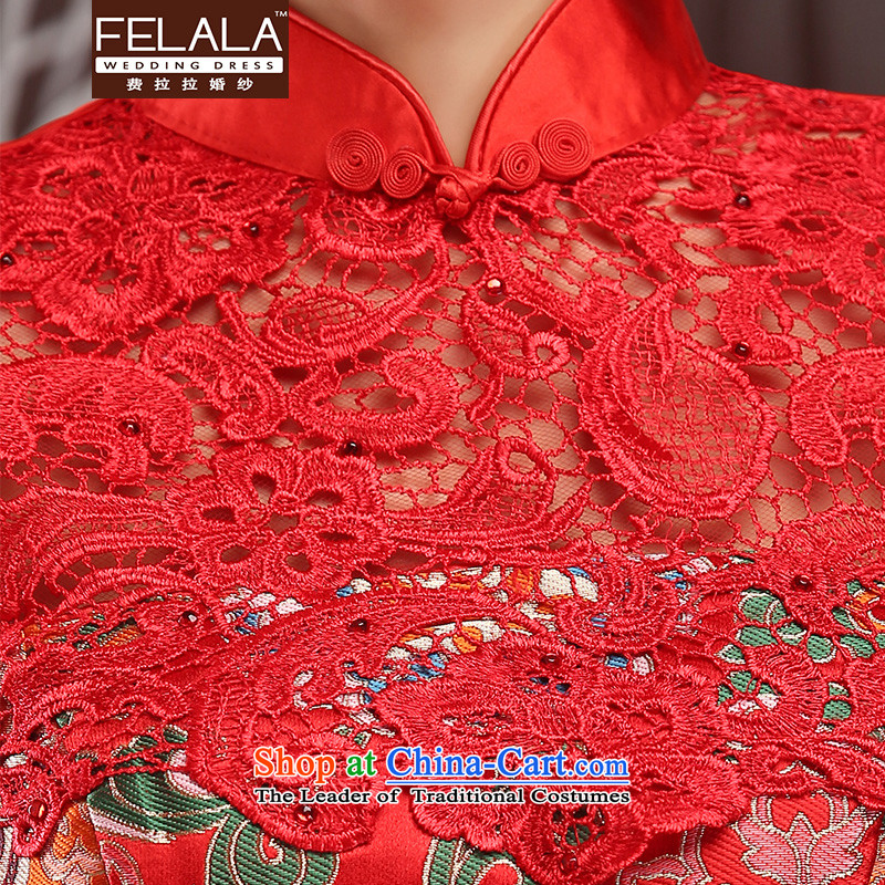 Ferrara red 2015 new winter clothing bride qipao gown winter bows long-sleeved qipao gown , winter of Ferrara wedding (FELALA) , , , shopping on the Internet