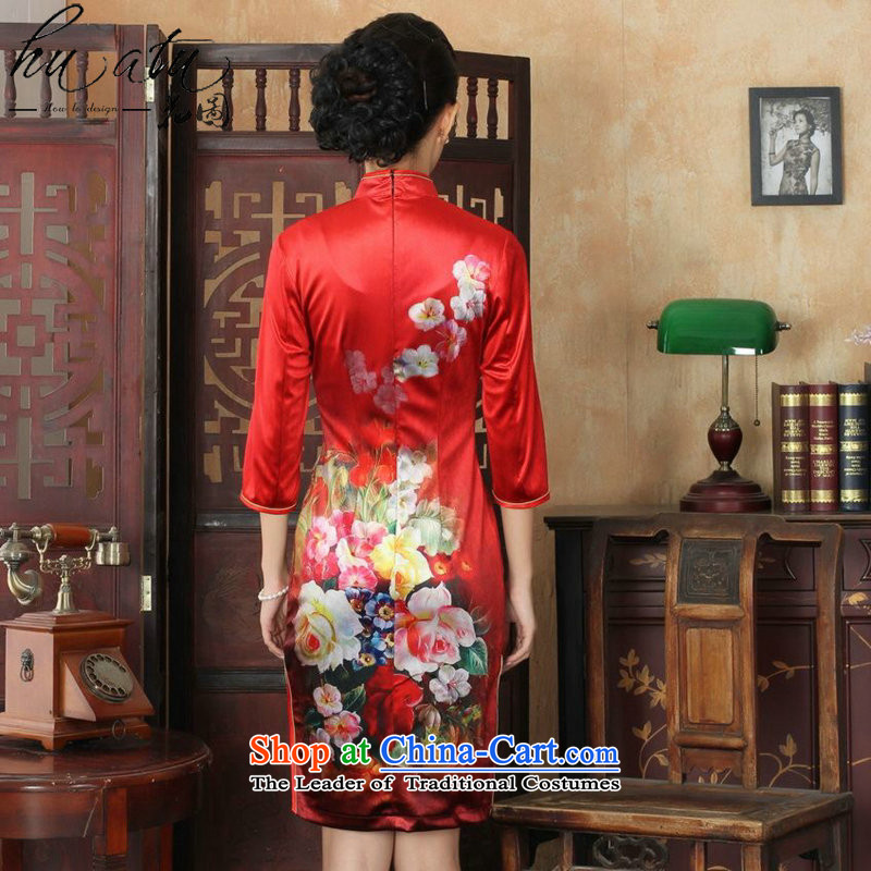 Floral qipao autumn replacing Tang new improvement of Chinese women's Mock-neck gold velour poster cheongsam dress will Sau San figure M floral shopping on the Internet has been pressed.