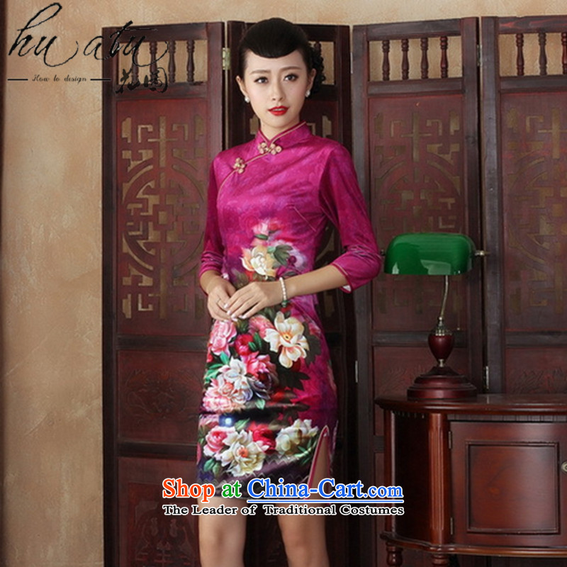 Floral Chinese qipao gown improved retro scouring pads in the reusable cuffs, Kim long autumn of Qipao Sau San stylish dresses figure S, floral shopping on the Internet has been pressed.