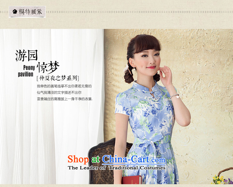 A Pinwheel Without Wind Tsing Yi rattan stamp cheongsam dress in spring and autumn 2015 New China wind in Sau San cuff skirt navy S picture, prices, brand platters! The elections are supplied in the national character of distribution, so action, buy now enjoy more preferential! As soon as possible.