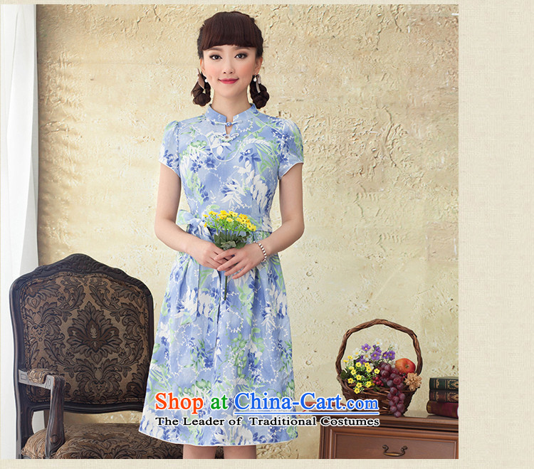 A Pinwheel Without Wind Tsing Yi rattan stamp cheongsam dress in spring and autumn 2015 New China wind in Sau San cuff skirt navy S picture, prices, brand platters! The elections are supplied in the national character of distribution, so action, buy now enjoy more preferential! As soon as possible.