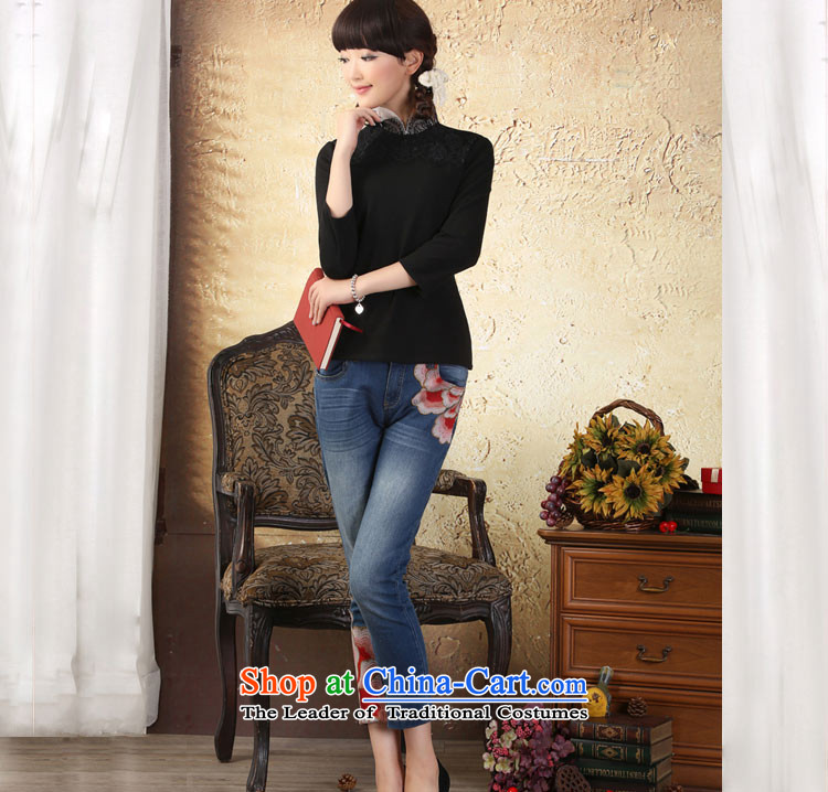 A Pinwheel Without Wind ink feathers Yat lace Mock-Neck Shirt China wind improvement CHINESE CHEONGSAM shirt fall new ethnic black L picture, prices, brand platters! The elections are supplied in the national character of distribution, so action, buy now enjoy more preferential! As soon as possible.