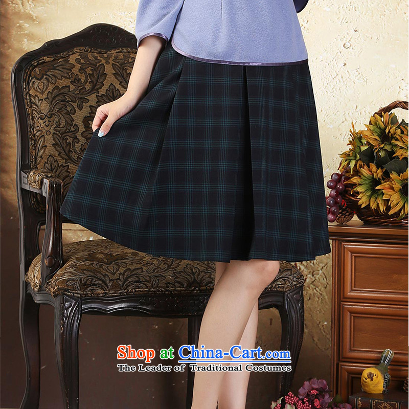 A Pinwheel Without Wind Guffy retro Yat elegant plaid body skirt the fall of Chinese ethnic body female skirt green , L, Yat Lady Diana shopping on the Internet has been pressed.