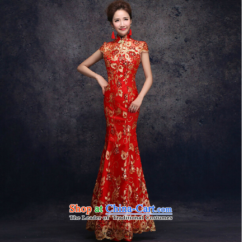 Yong-yeon and 2015 new bride dress red packets transmitted to retro marriage shoulder length) Improved qipao gown red XXL, Yong-yeon and shopping on the Internet has been pressed.