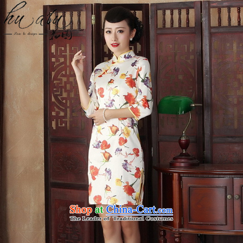 It new cheongsam with daily retro qipao autumn skirt Fashion collar Chinese improved graphics thin qipao republic of korea dresses figure S, floral shopping on the Internet has been pressed.