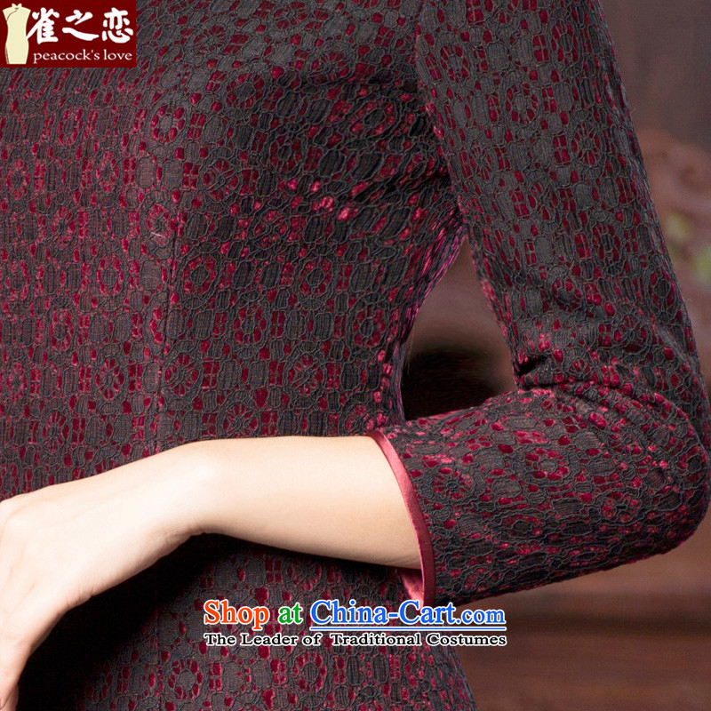 Love of birds spring 2015 new lace wool composite cheongsam dress improved stylish long qipao figure , L, love birds , , , shopping on the Internet