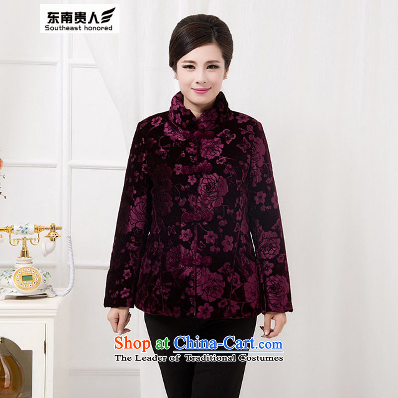 The south-east of?winter clothing 2015 fezzes present new Tang dynasty in the countrysides older women's middle-aged female-MOM pack cotton coat jacket purple?XL