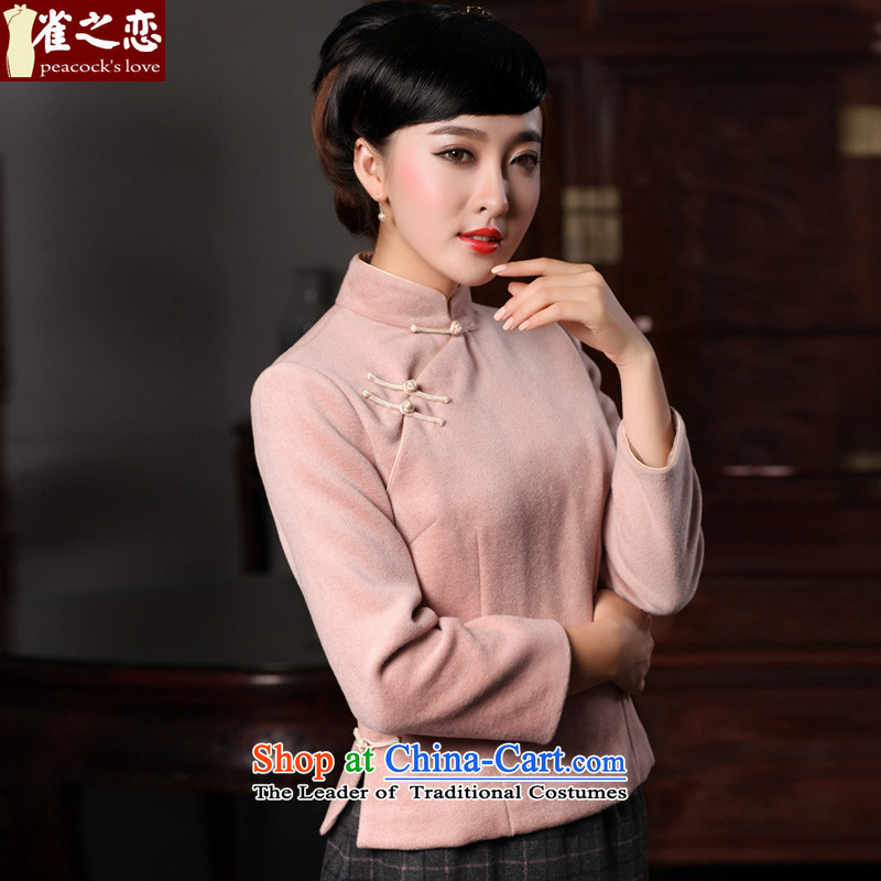 Love of birds from 2015 Spring new long-sleeved Tang dynasty gross? t-shirt female QC595 cheongsam pink S love of birds , , , shopping on the Internet