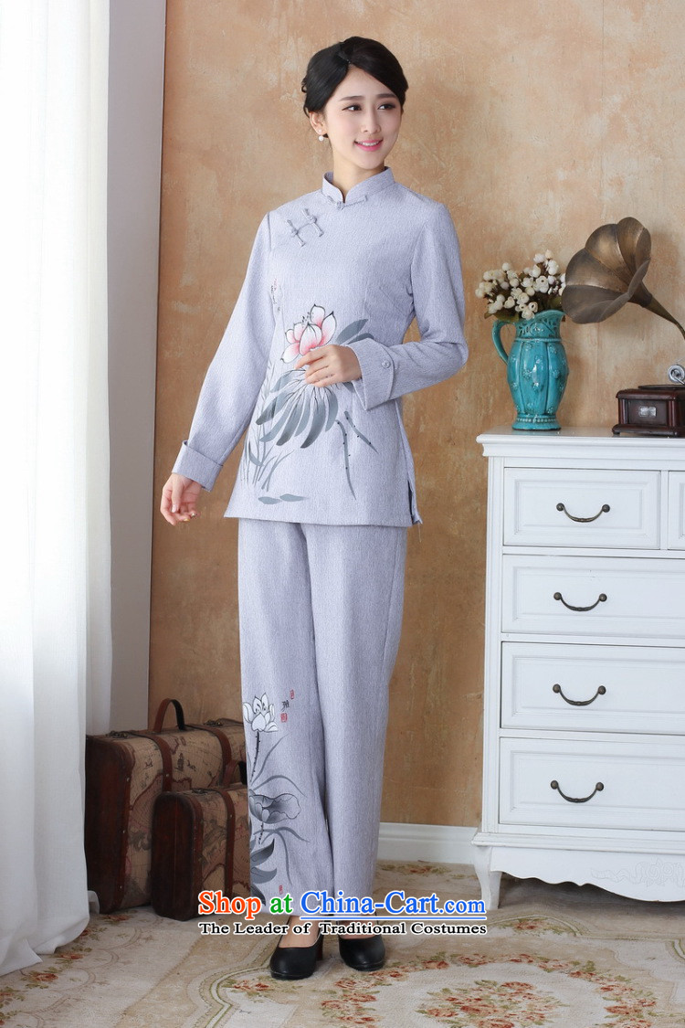 158 Jing Ms. older Tang dynasty cotton linen load spring and autumn kit collar hand-painted Tang blouses pants Kit - 3 Silver Gray 4XL Photo, prices, brand platters! The elections are supplied in the national character of distribution, so action, buy now enjoy more preferential! As soon as possible.