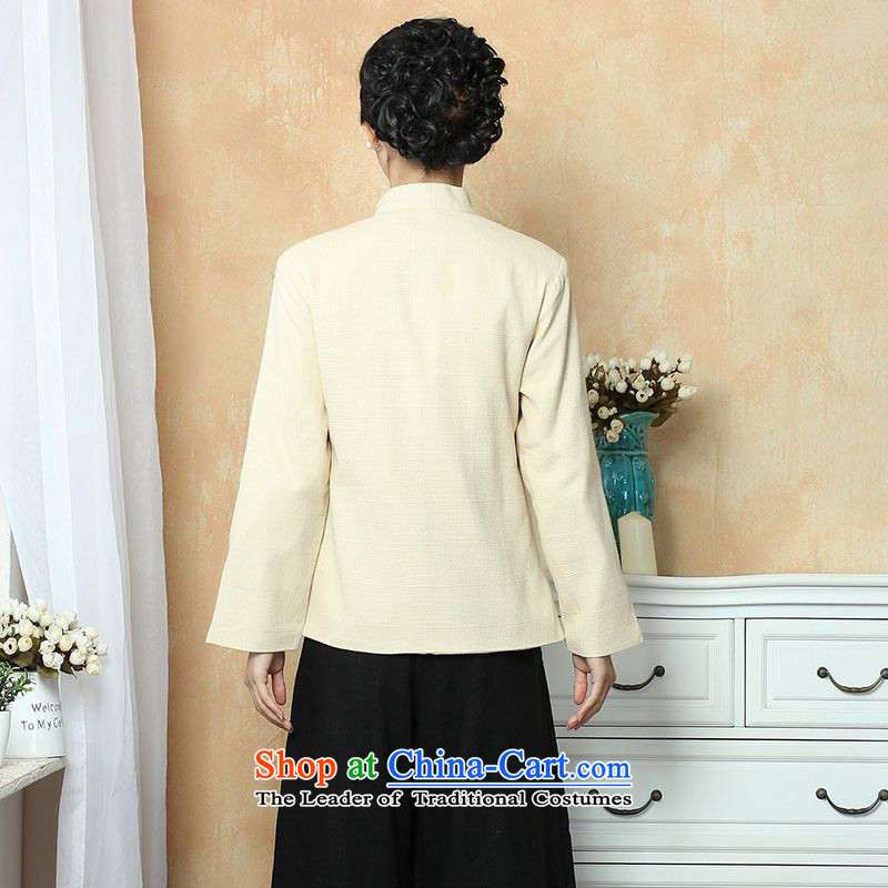 158 Jing female Tang dynasty autumn and winter coats blouses cotton linen collar Tang blouses national costume show Services - 1 beige 2XL, 158 jing shopping on the Internet has been pressed.