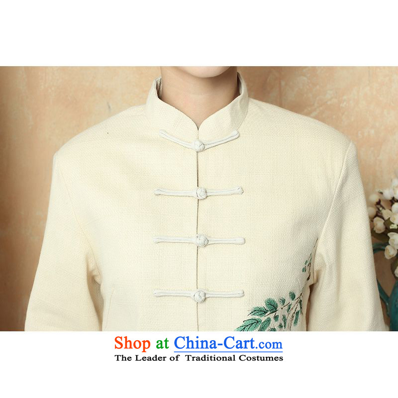 158 Jing female Tang dynasty autumn and winter coats blouses cotton linen collar Tang blouses national costume show Services - 1 beige 2XL, 158 jing shopping on the Internet has been pressed.