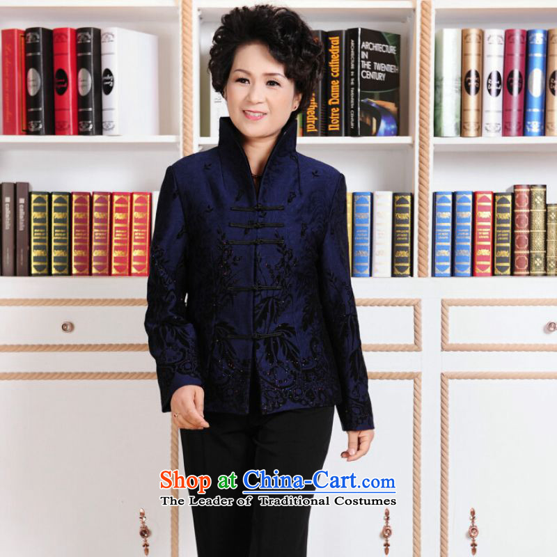 To Jing Ge older female Tang dynasty autumn and winter coats blouses Mock-neck Tang dynasty women's national Dress Shirt robe 2XL, red - 1 to Jing Ge , , , shopping on the Internet
