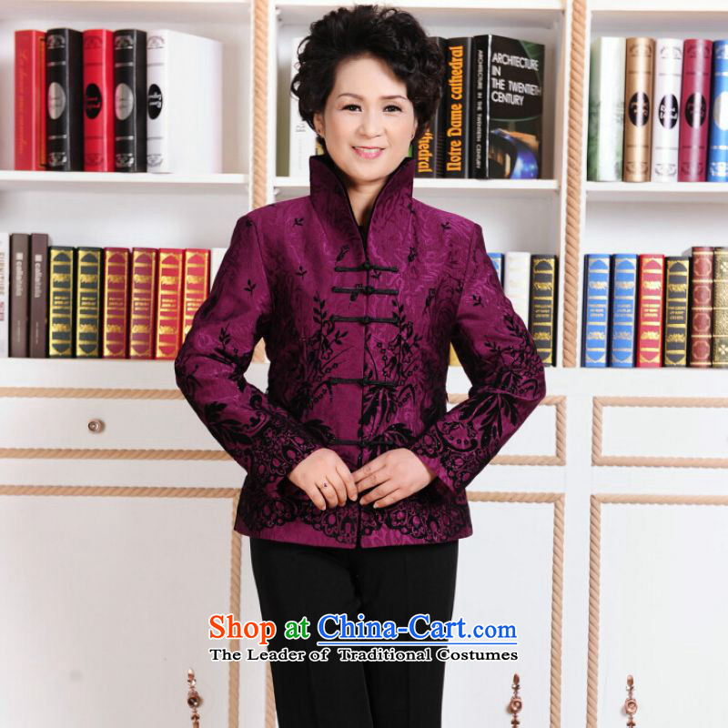To Jing Ge older female Tang dynasty autumn and winter coats blouses Mock-neck Tang dynasty women's national Dress Shirt robe 2XL, red - 1 to Jing Ge , , , shopping on the Internet