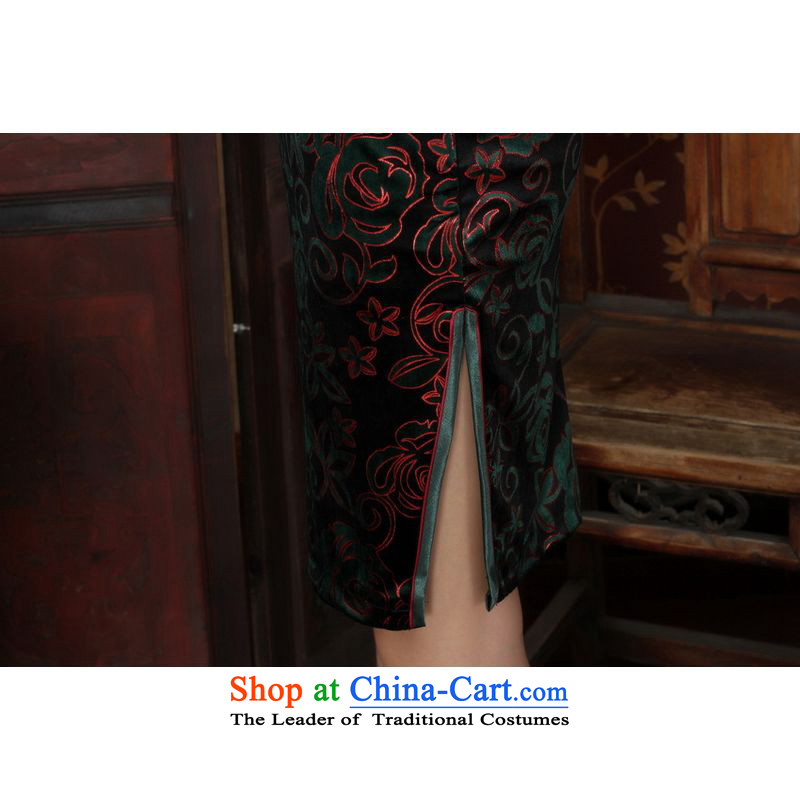 158 Jing Chinese improved cheongsam dress long skirt superior Stretch Wool cheongsam dress Kim Sau San 7 Cuff color pictures , L 158 jing shopping on the Internet has been pressed.