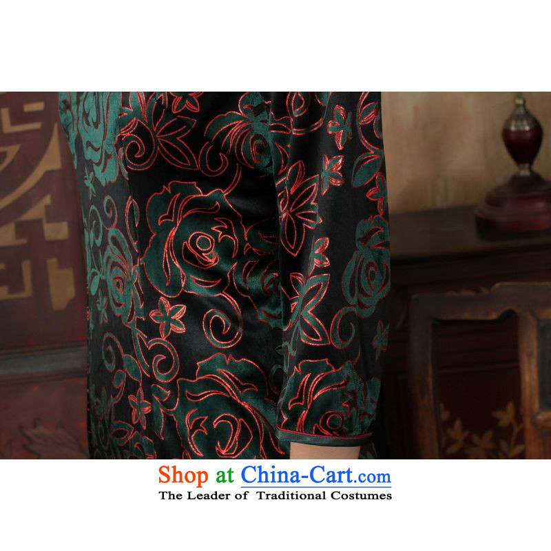 158 Jing Chinese improved cheongsam dress long skirt superior Stretch Wool cheongsam dress Kim Sau San 7 Cuff color pictures , L 158 jing shopping on the Internet has been pressed.