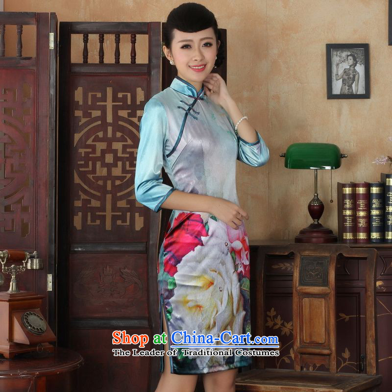158 Jing Chinese improved cheongsam dress long skirt superior Stretch Wool cheongsam dress Kim Sau San 7 Cuff Color pictures to Jing.... 2XL, shopping on the Internet