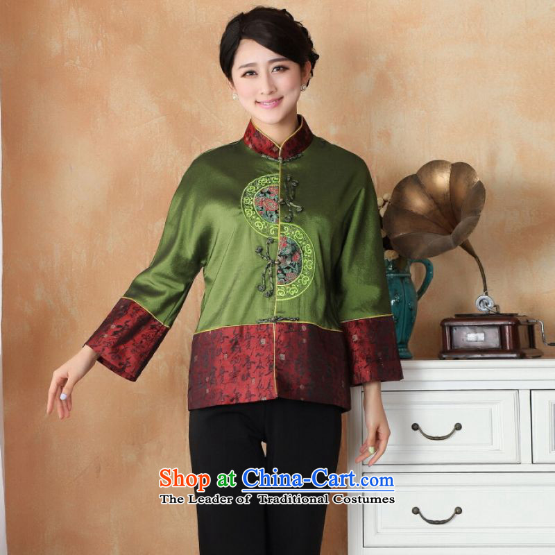 Ms Au King Mansion to Tang dynasty female autumn and winter coats blouses Mock-neck damask Tang blouses national dress - 3 red 3XL, intended Jing Ge , , , shopping on the Internet