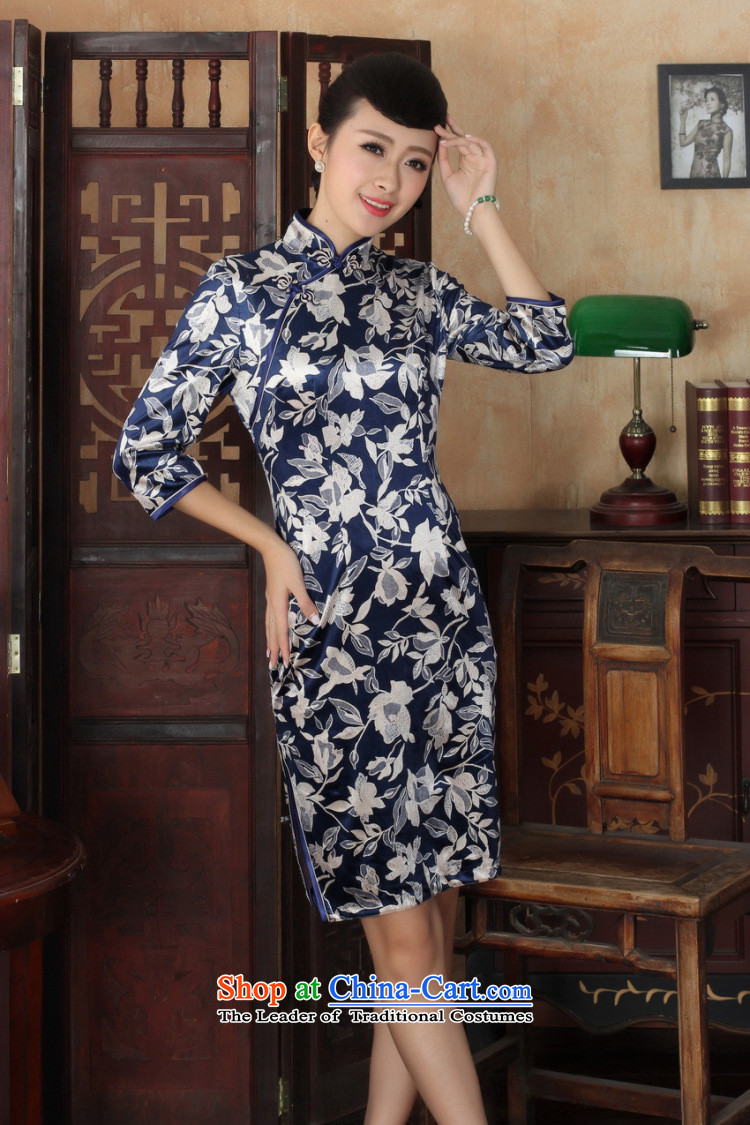 158 Jing Chinese improved cheongsam dress long skirt superior Stretch Wool cheongsam dress Kim 