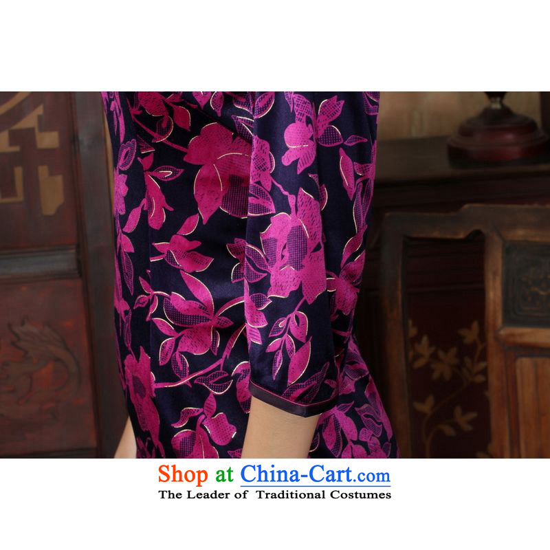 158 Jing Chinese improved cheongsam dress long skirt superior Stretch Wool cheongsam dress Kim   7 color pictures , to cuff jing shopping on the Internet has been pressed.