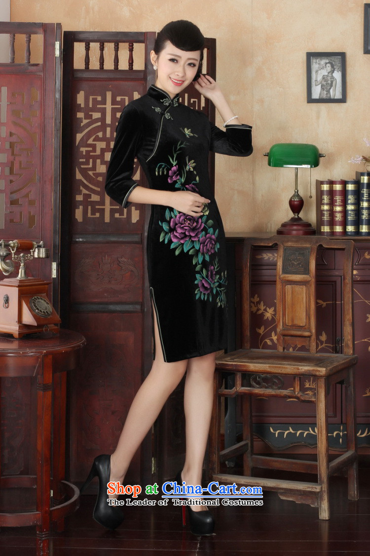 158 Jing Chinese improved cheongsam dress long skirt superior Stretch Wool cheongsam dress Kim Sau San 7 Cuff -A black S picture, prices, brand platters! The elections are supplied in the national character of distribution, so action, buy now enjoy more preferential! As soon as possible.