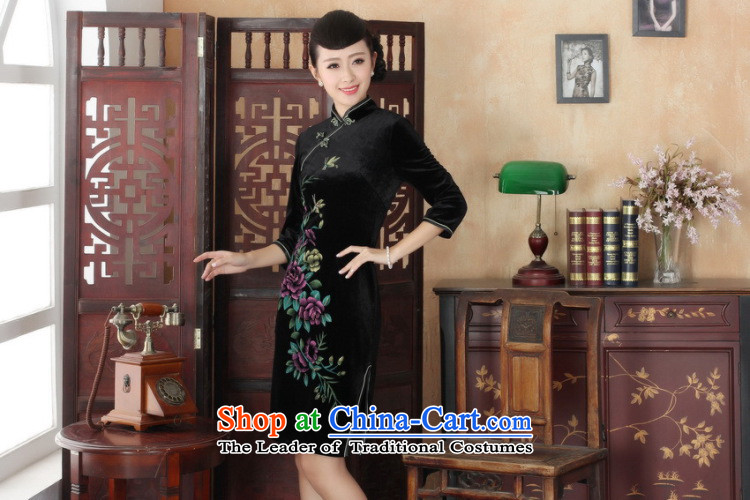 158 Jing Chinese improved cheongsam dress long skirt superior Stretch Wool cheongsam dress Kim Sau San 7 Cuff -A black S picture, prices, brand platters! The elections are supplied in the national character of distribution, so action, buy now enjoy more preferential! As soon as possible.