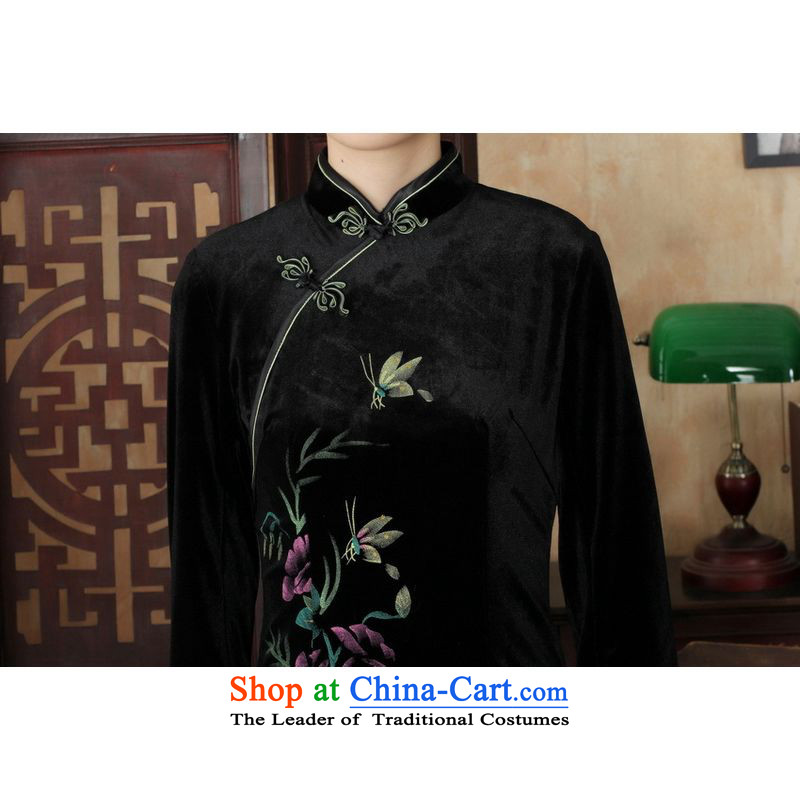 158 Jing Chinese improved cheongsam dress long skirt superior Stretch Wool cheongsam dress Kim Sau San 7 -A Black , 158 sleeved jing shopping on the Internet has been pressed.