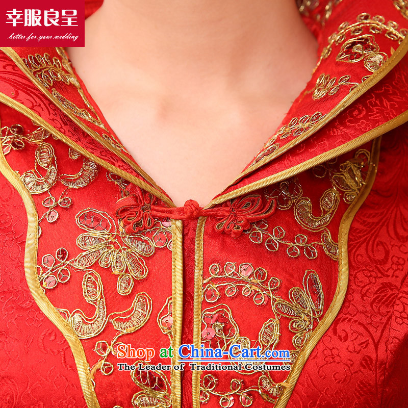 The privilege of serving-leung 2015 new autumn and winter red bride wedding dress Chinese long-sleeved QIPAO) Lanterns bows services winter S honor to serve as-leung , , , shopping on the Internet