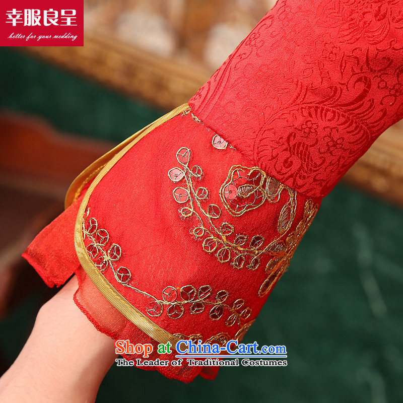 The privilege of serving-leung 2015 new autumn and winter red bride wedding dress Chinese long-sleeved QIPAO) Lanterns bows services winter S honor to serve as-leung , , , shopping on the Internet