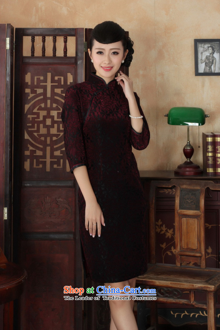 158 Jing Chinese improved cheongsam dress long skirt Superior elasticity lace cheongsam dress Kim scouring pads Sau San 7 Cuff TD0020 map color 2XL Photo, prices, brand platters! The elections are supplied in the national character of distribution, so action, buy now enjoy more preferential! As soon as possible.