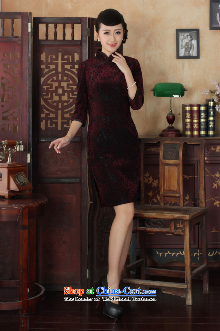 158 Jing Chinese improved cheongsam dress long skirt Superior elasticity lace cheongsam dress Kim scouring pads Sau San 7 Cuff TD0020 map color 2XL Photo, prices, brand platters! The elections are supplied in the national character of distribution, so action, buy now enjoy more preferential! As soon as possible.