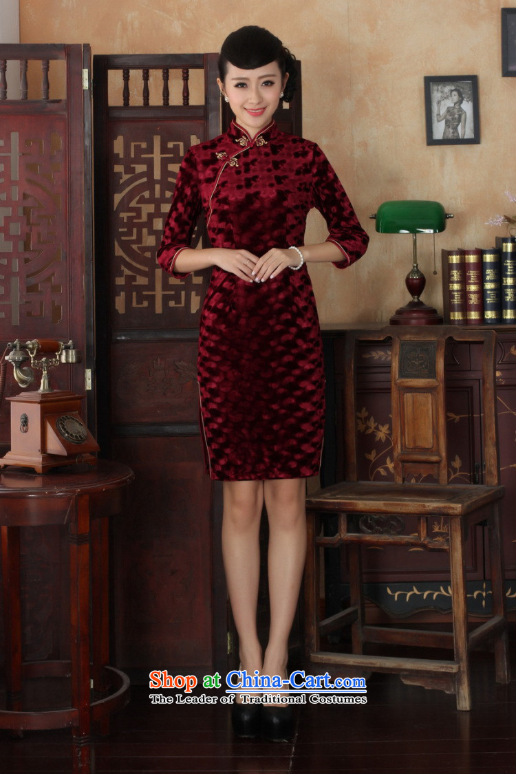 158 Jing Chinese improved cheongsam dress long skirt superior Stretch Wool cheongsam dress Kim Sau San 7 Cuff wine red S picture, prices, brand platters! The elections are supplied in the national character of distribution, so action, buy now enjoy more preferential! As soon as possible.
