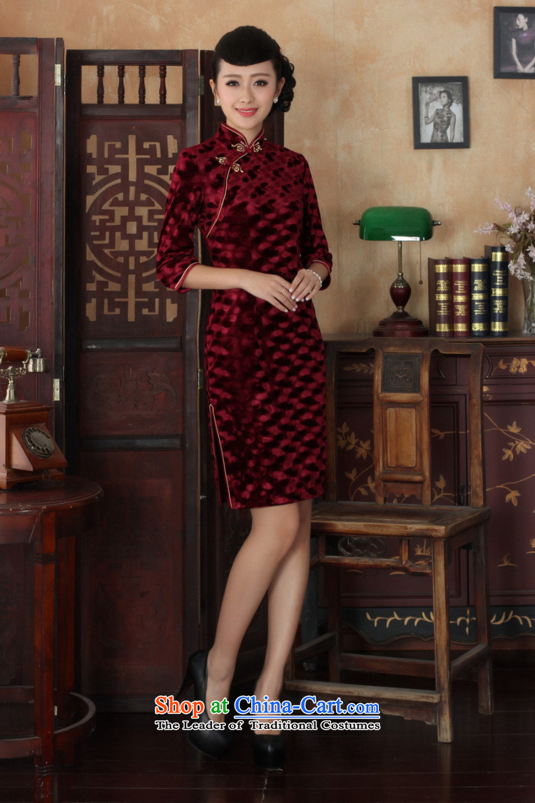 158 Jing Chinese improved cheongsam dress long skirt superior Stretch Wool cheongsam dress Kim Sau San 7 Cuff wine red S picture, prices, brand platters! The elections are supplied in the national character of distribution, so action, buy now enjoy more preferential! As soon as possible.