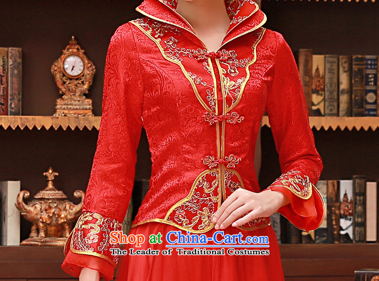 The privilege of serving-leung of autumn and winter 2015 new bride red Chinese wedding dress bows services wedding dress long-sleeved light slice of Qipao winter long dress L picture, prices, brand platters! The elections are supplied in the national character of distribution, so action, buy now enjoy more preferential! As soon as possible.