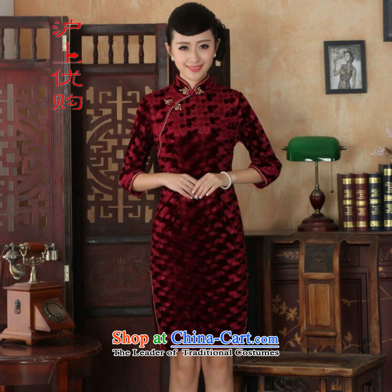 Shanghai, optimize IPO Chinese improved cheongsam dress long skirt superior Stretch Wool cheongsam dress Kim Sau San 7 -A black M, Shanghai cuff, optimization options , , , shopping on the Internet