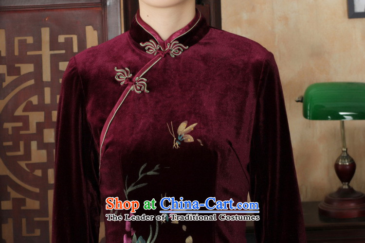 Shanghai, optimize IPO Chinese improved cheongsam dress long skirt superior Stretch Wool cheongsam dress Kim Sau San 7 Cuff wine red S picture, prices, brand platters! The elections are supplied in the national character of distribution, so action, buy now enjoy more preferential! As soon as possible.