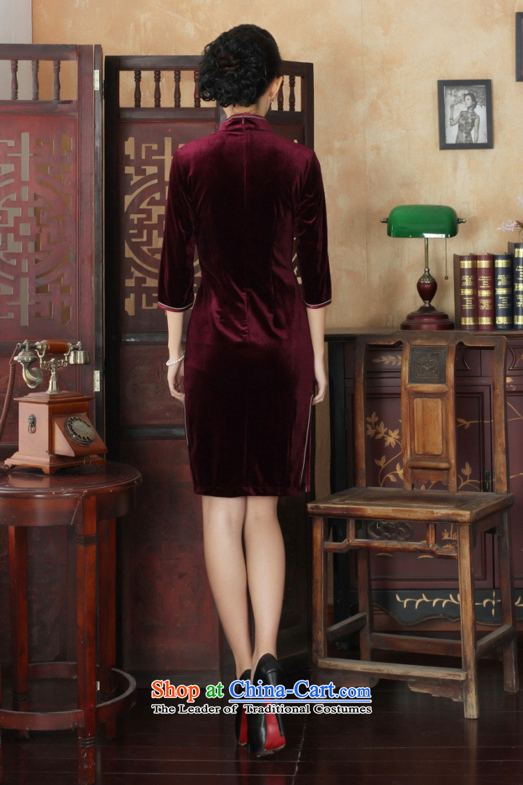 Shanghai, optimize IPO Chinese improved cheongsam dress long skirt superior Stretch Wool cheongsam dress Kim Sau San 7 Cuff wine red S picture, prices, brand platters! The elections are supplied in the national character of distribution, so action, buy now enjoy more preferential! As soon as possible.