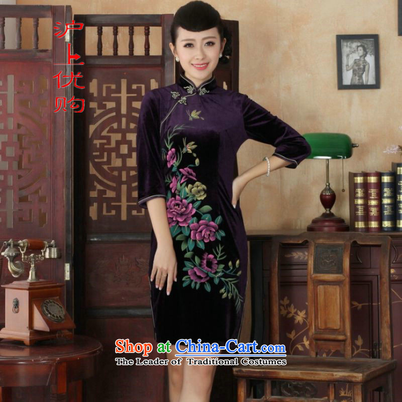 Shanghai, optimize IPO Chinese improved cheongsam dress long skirt superior Stretch Wool cheongsam dress Kim Sau San 7 Cuff wine red S, Shanghai, optimization options , , , shopping on the Internet