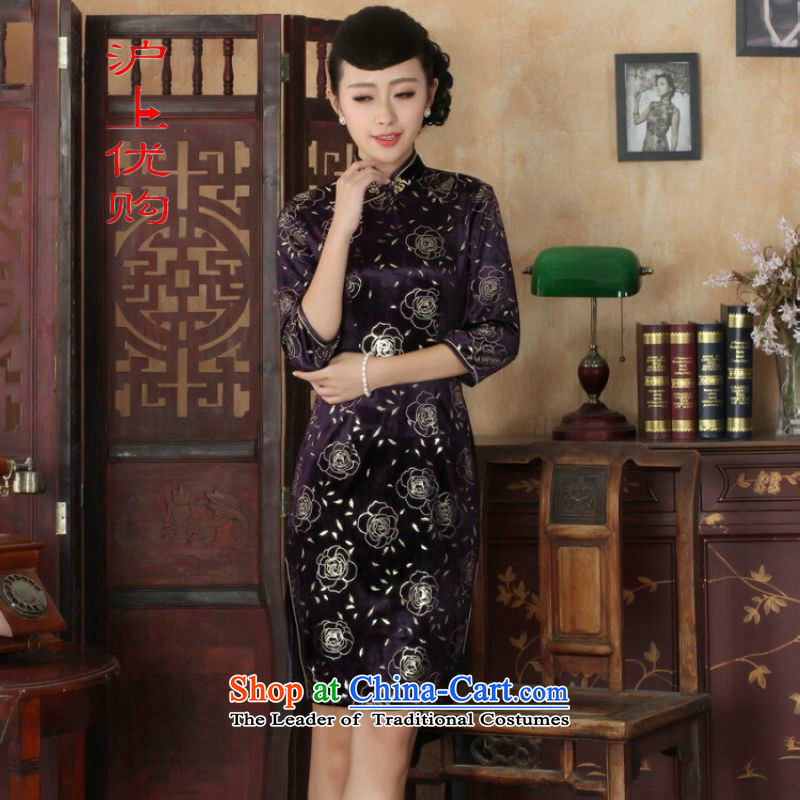 Shanghai, optimize IPO Chinese improved cheongsam dress long skirt superior Stretch Wool cheongsam dress Kim Sau San 7 Cuff Color Picture?S