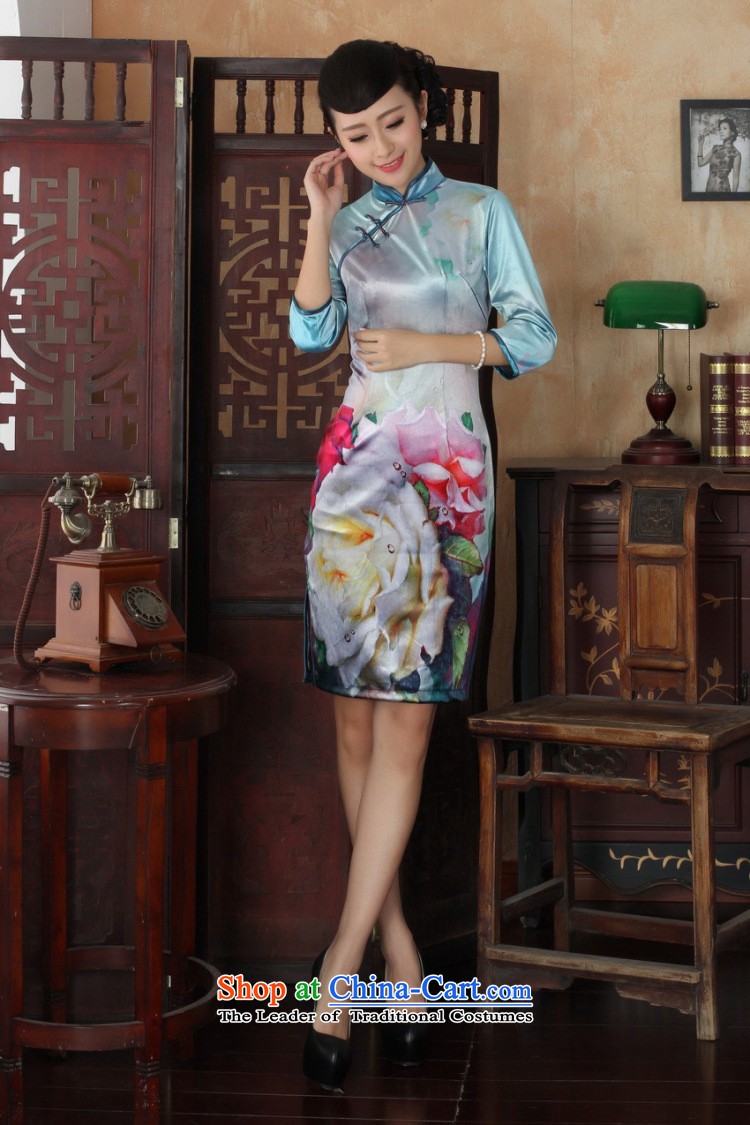 Shanghai, optimize IPO Chinese improved cheongsam dress long skirt superior Stretch Wool cheongsam dress Kim 