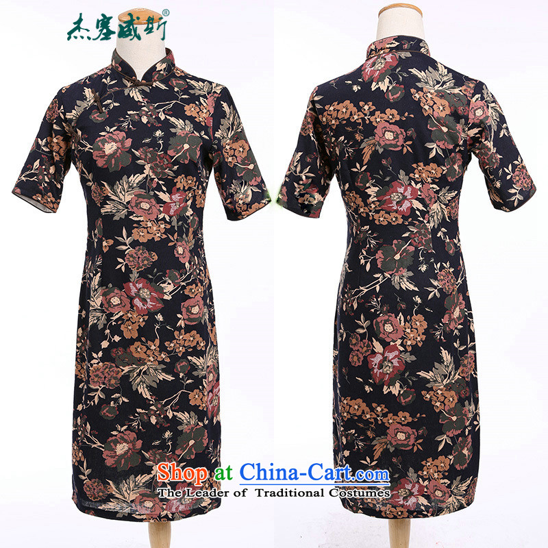 Jie in Wisconsin, China wind spring and autumn female linen collar and knee in manual long qipao dodu autumn collar in Wiesbaden, Cheng Kejie M , , , shopping on the Internet